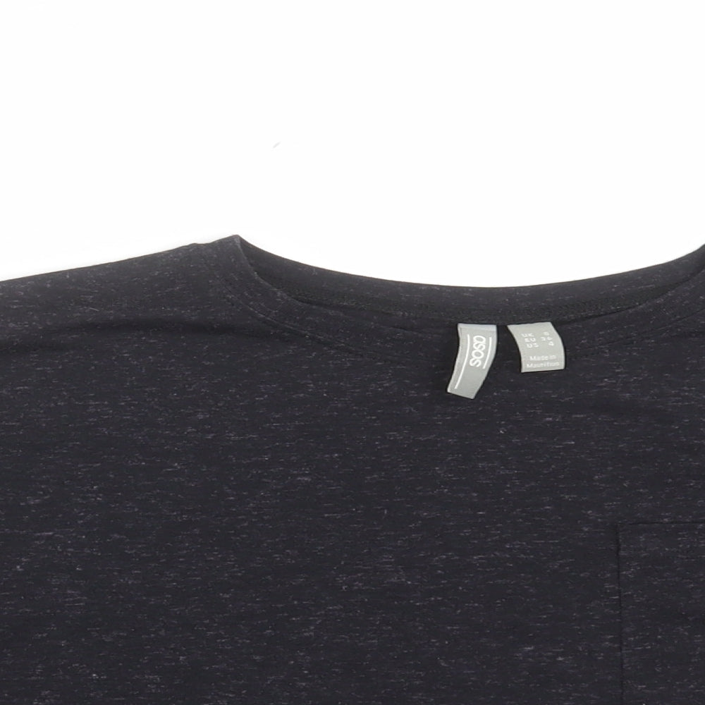 Womens UK Size 8 ASOS Black Cropped T-Shirt