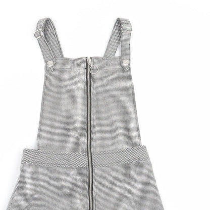 Divided by H&M Womens Grey Houndstooth  Pinafore/Dungaree Dress  Size 6