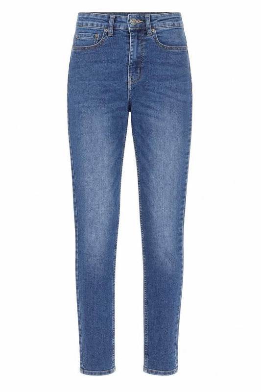 Front view of Divided by H&M women’s blue denim skinny jeans, size UK 6, 29-inch leg