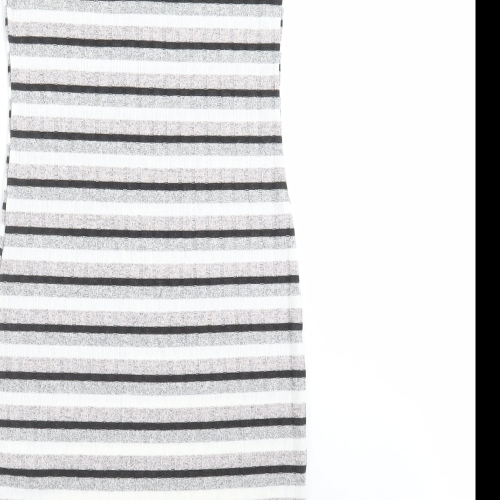New Look Womens Grey Striped Knit Pencil Dress  Size 10