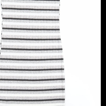 New Look Womens Grey Striped Knit Pencil Dress  Size 10