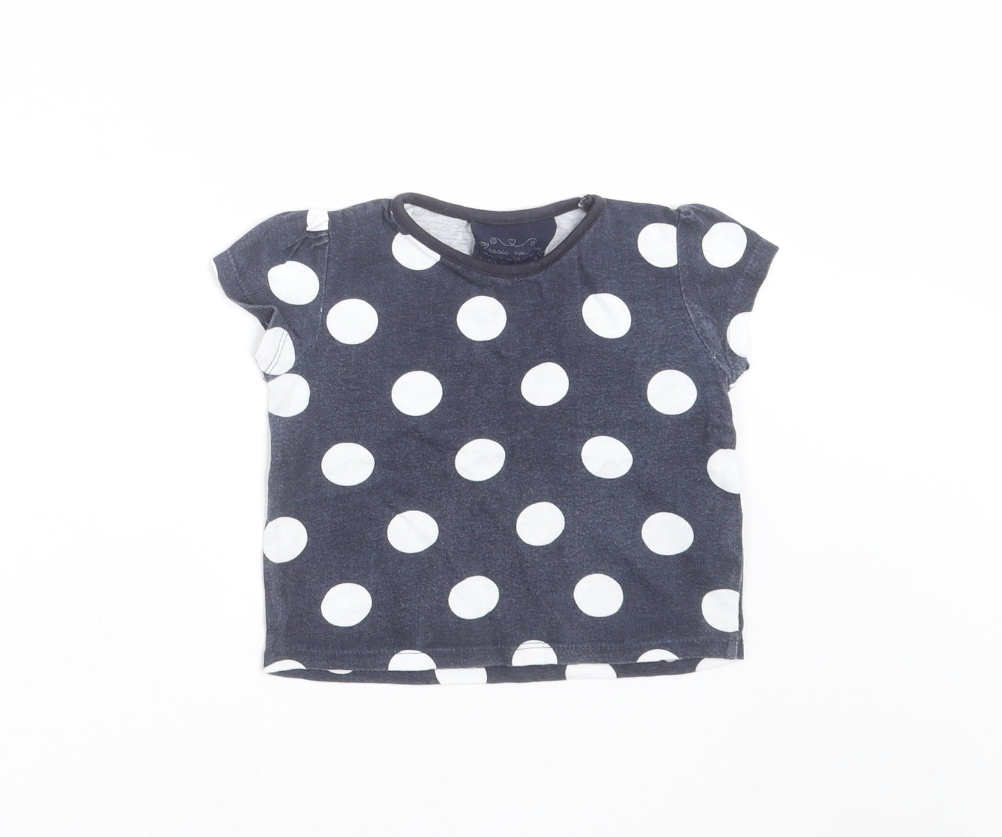 Young Dimension Girls Blue Polka Dot  Basic T-Shirt Size 12-18 Months
