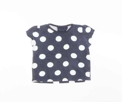 Young Dimension Girls Blue Polka Dot  Basic T-Shirt Size 12-18 Months