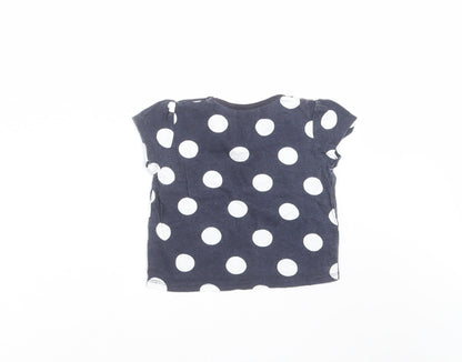 Young Dimension Girls Blue Polka Dot  Basic T-Shirt Size 12-18 Months