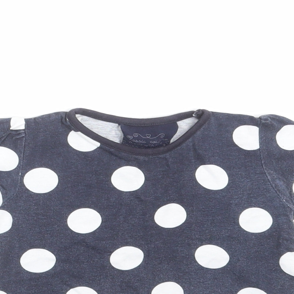 Young Dimension Girls Blue Polka Dot  Basic T-Shirt Size 12-18 Months