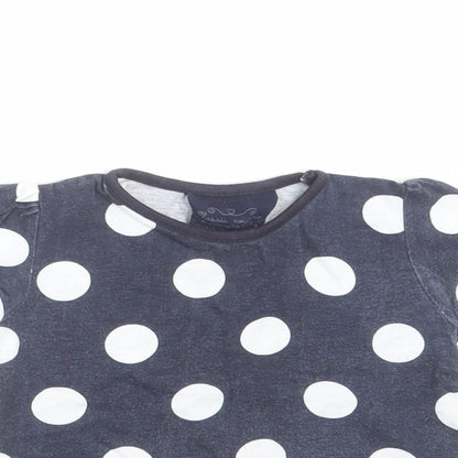 Young Dimension Girls Blue Polka Dot  Basic T-Shirt Size 12-18 Months