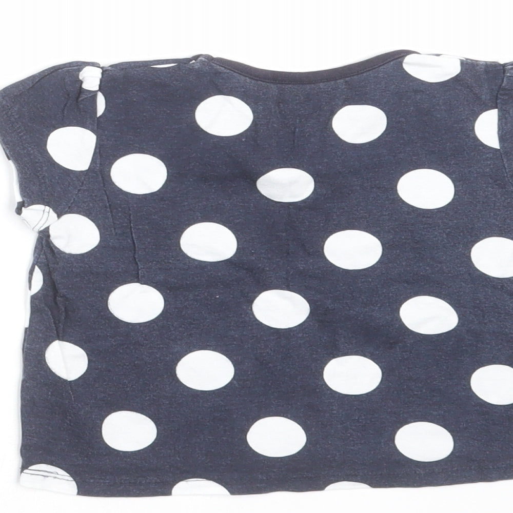 Young Dimension Girls Blue Polka Dot  Basic T-Shirt Size 12-18 Months