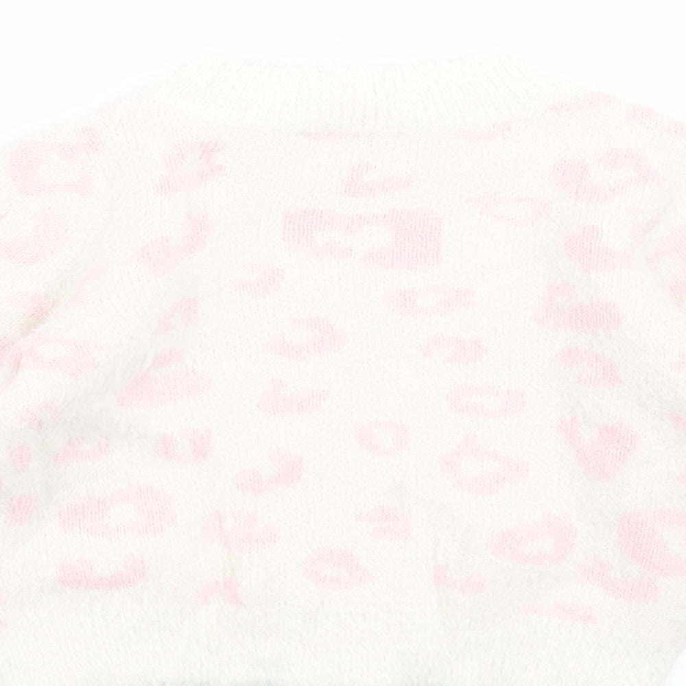 M&Co Girls Ivory Animal Print Knit Pullover Jumper Size 9-12 Months