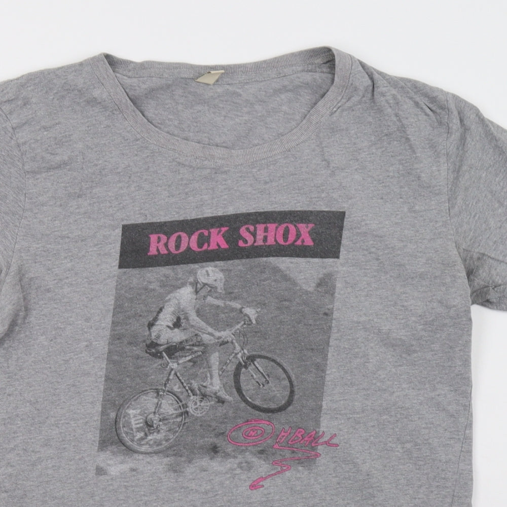 Womens UK Size M earth positive Grey Basic T-Shirt