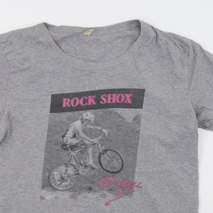 Womens UK Size M earth positive Grey Basic T-Shirt