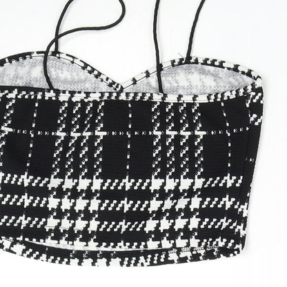 SheIn Womens Black Geometric  Cropped Tank Size XS