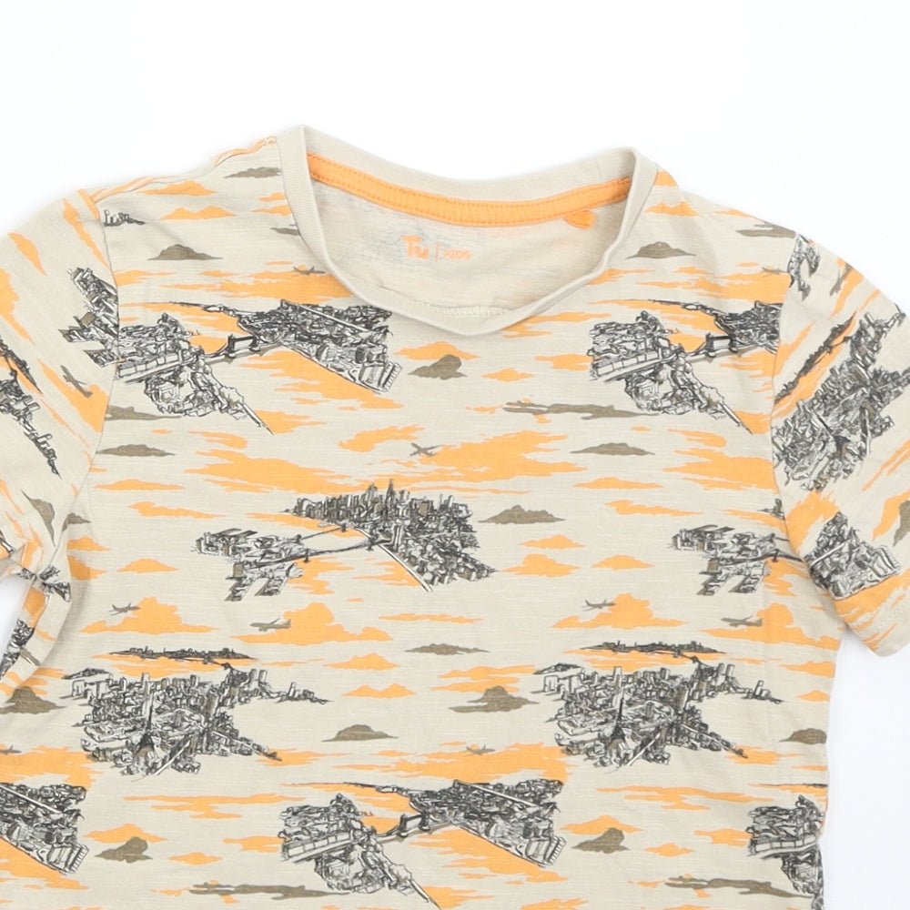 Close-up detail of TU boys’ multicoloured basic t-shirt, size 7, years