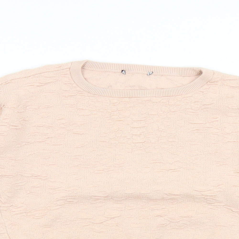 Close-up detail of Marks & Spencer women’s pink pullover sweatshirt, size UK 12