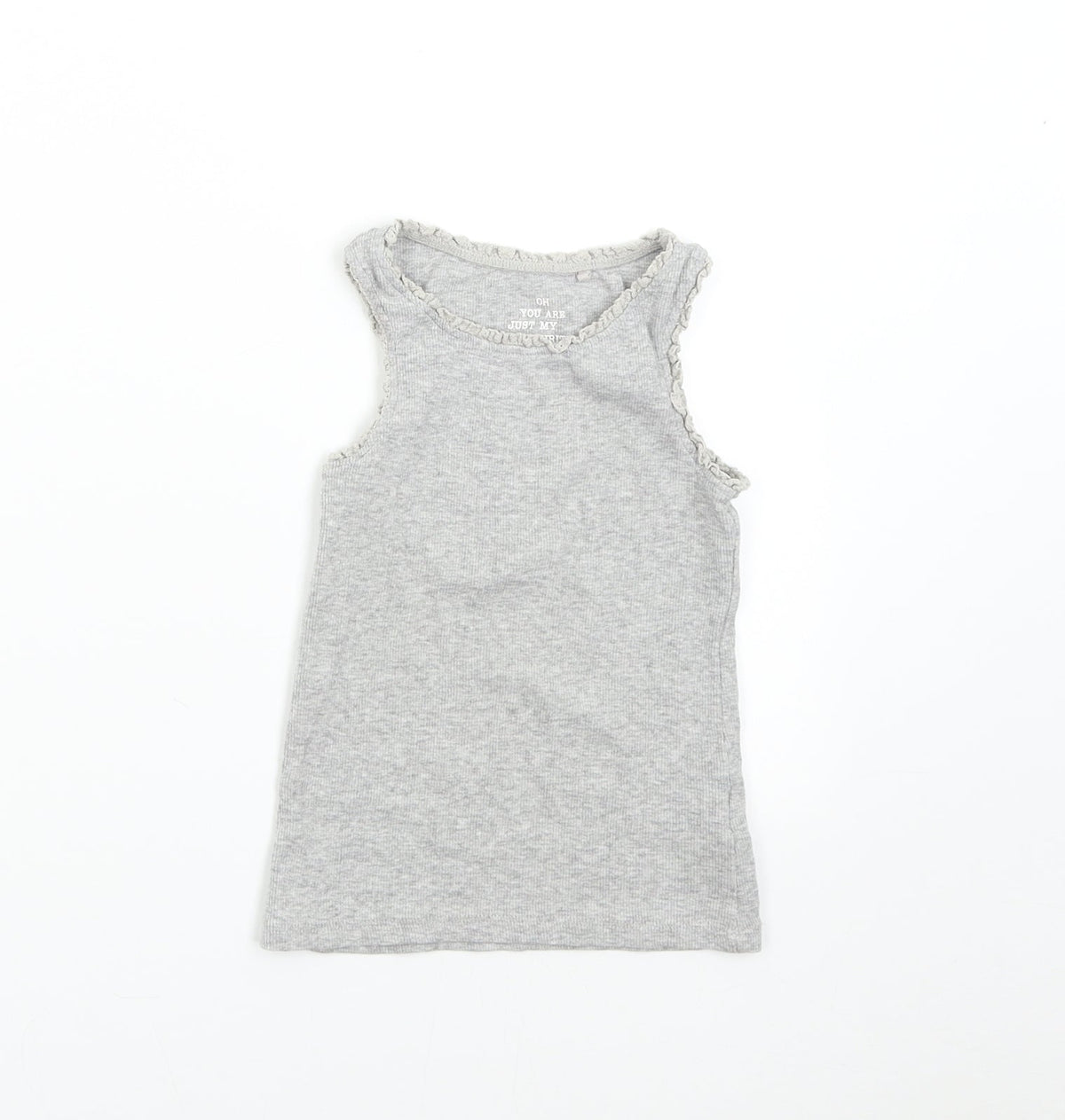 Additional front view of Next girls’ grey basic t-shirt, size 4, years