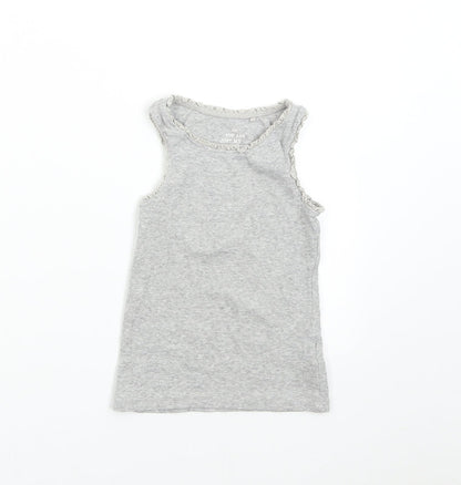 Additional front view of Next girls’ grey basic t-shirt, size 4, years