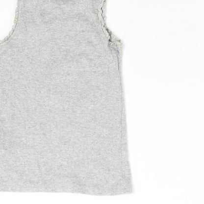 Brand and care label for Next girls’ grey basic t-shirt, size 4, years