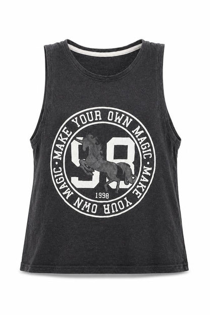 Front view of New Look 915 girls’ grey basic tank, size S