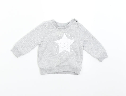 Primark Baby Grey   Pullover Jumper Size 6-9 Months  - Star