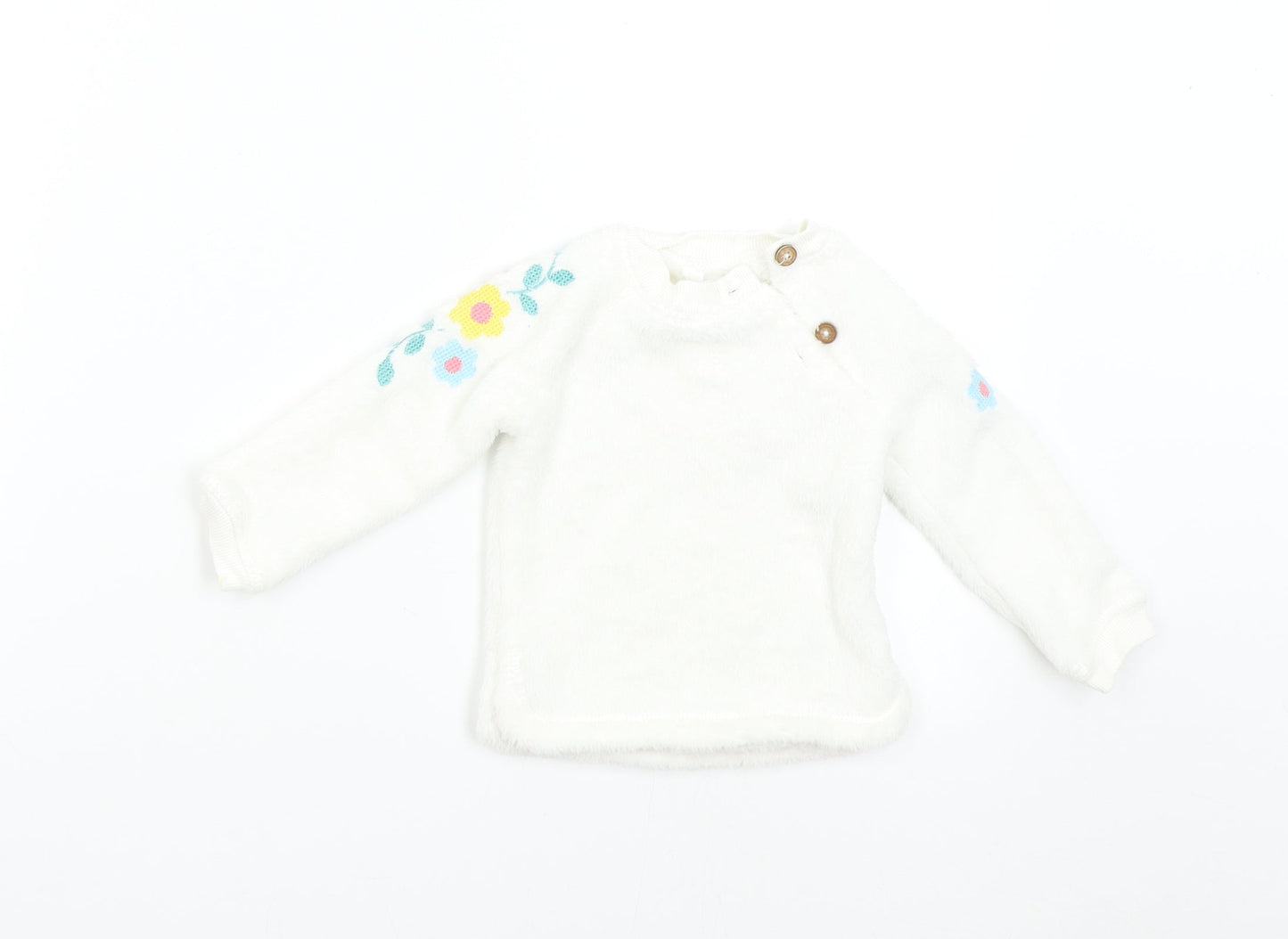 M&Co Baby White  Fleece Pullover Jumper Size 9-12 Months