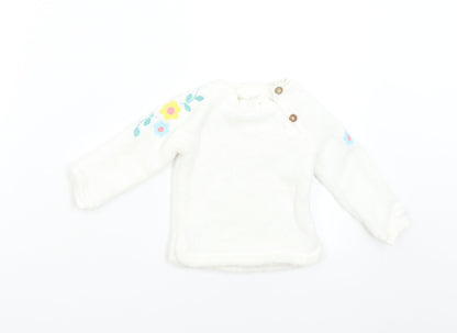 M&Co Baby White  Fleece Pullover Jumper Size 9-12 Months