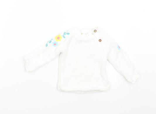 M&Co Baby White  Fleece Pullover Jumper Size 9-12 Months
