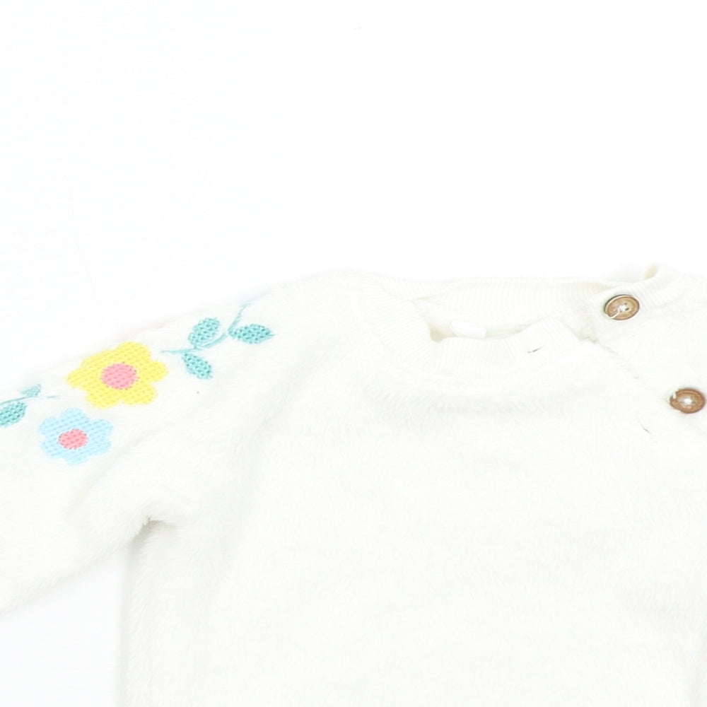 M&Co Baby White  Fleece Pullover Jumper Size 9-12 Months