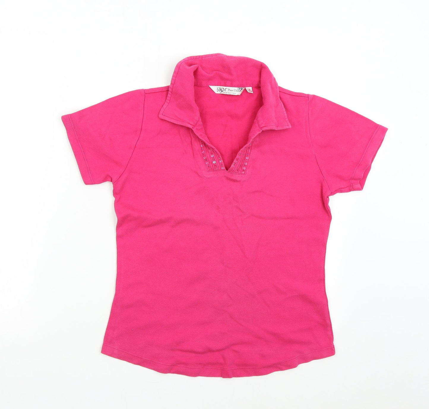 Womens UK Size S EWM Pink Basic Polo