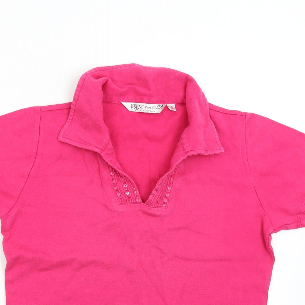 Womens UK Size S EWM Pink Basic Polo