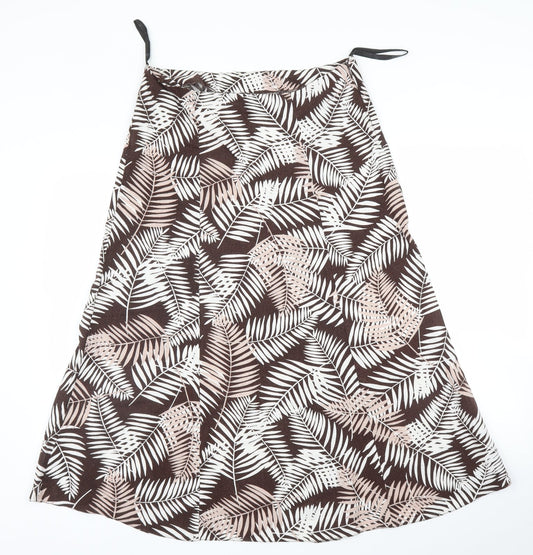 BHS Womens Brown Floral  A-Line Skirt Size M