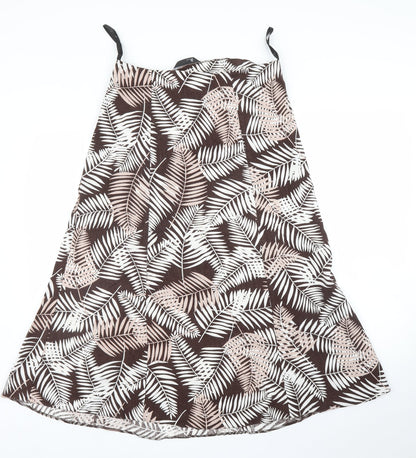 BHS Womens Brown Floral  A-Line Skirt Size M