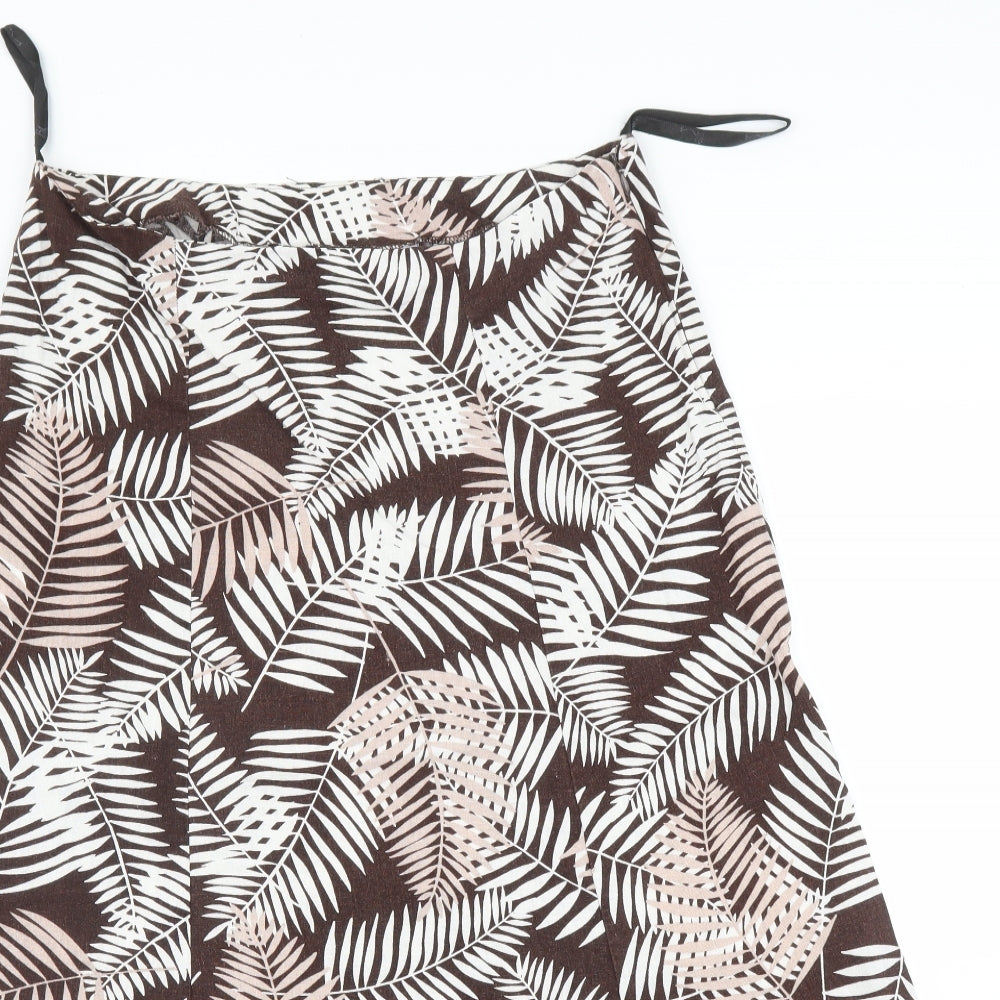 BHS Womens Brown Floral  A-Line Skirt Size M