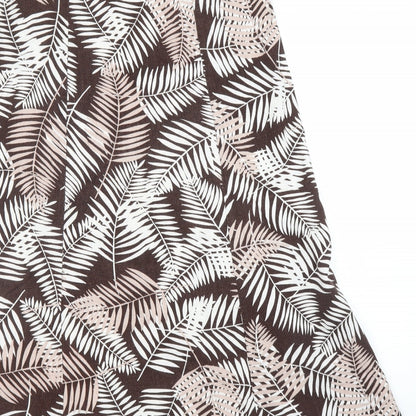BHS Womens Brown Floral  A-Line Skirt Size M