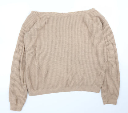 Womens UK Size L Missguided Beige Pullover Jumper
