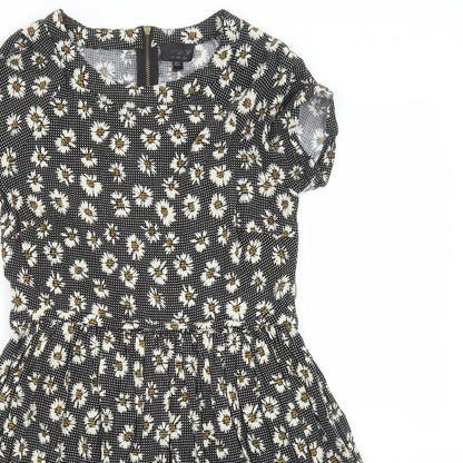 Topshop Womens Black Floral  A-Line  Size 6