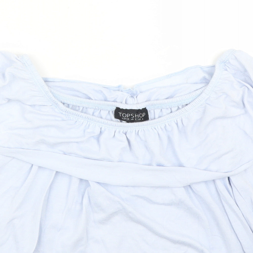 Womens UK Size 6 Topshop Blue Basic Blouse