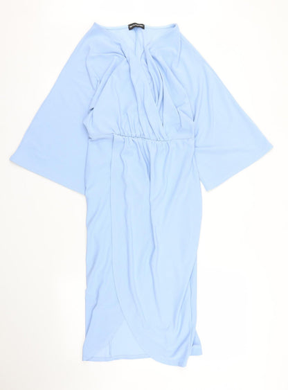 PRETTYLITTLETHING Womens Blue   Wrap Dress  Size 8