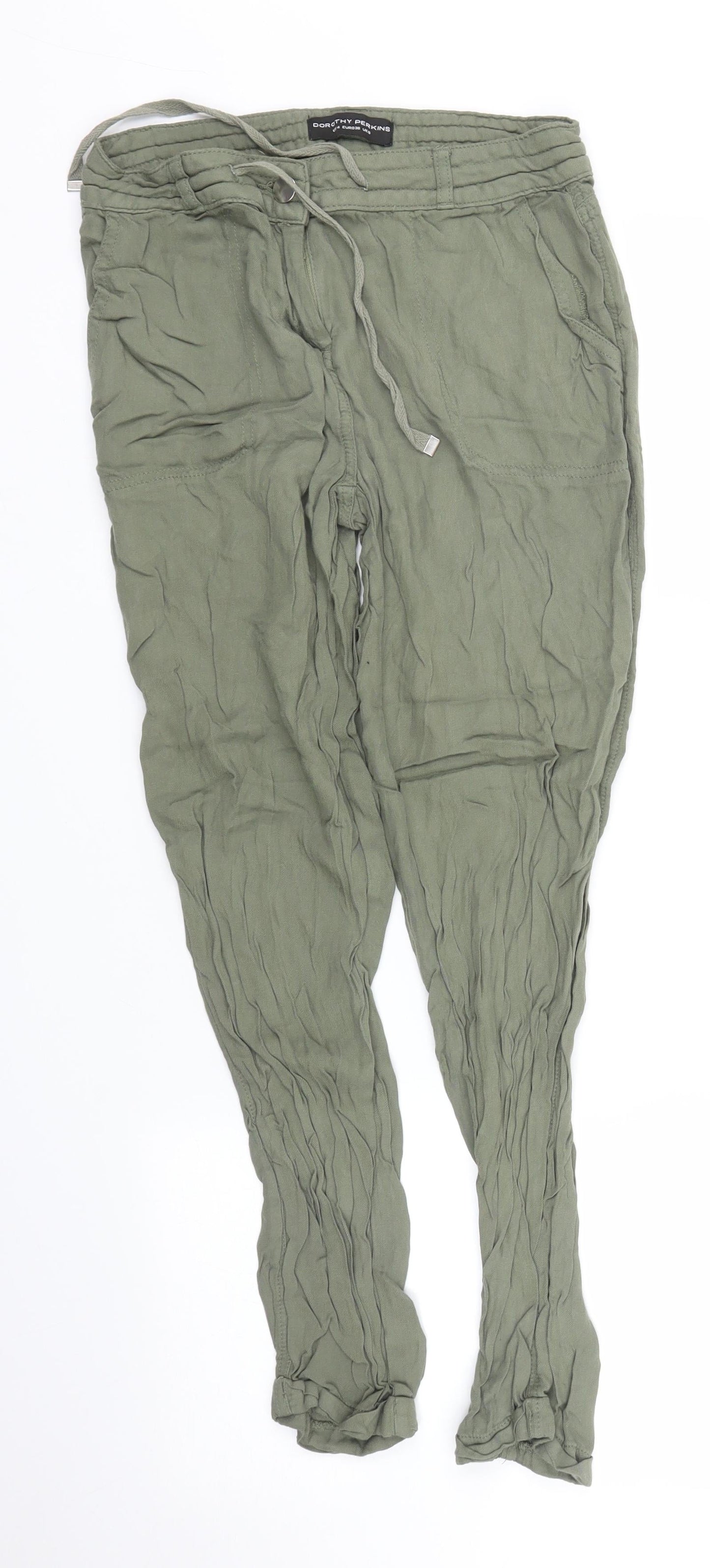 Womens UK Size 8 Dorothy Perkins Regular Fit Capri Green Trousers