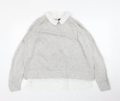 Womens UK Size 16 M&Co Grey Pullover Jumper