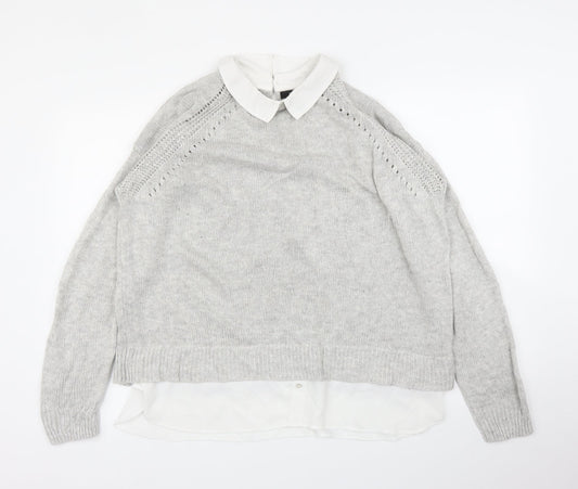 Womens UK Size 16 M&Co Grey Pullover Jumper