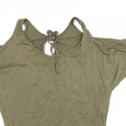 Womens UK Size S Preworn Green Basic Blouse