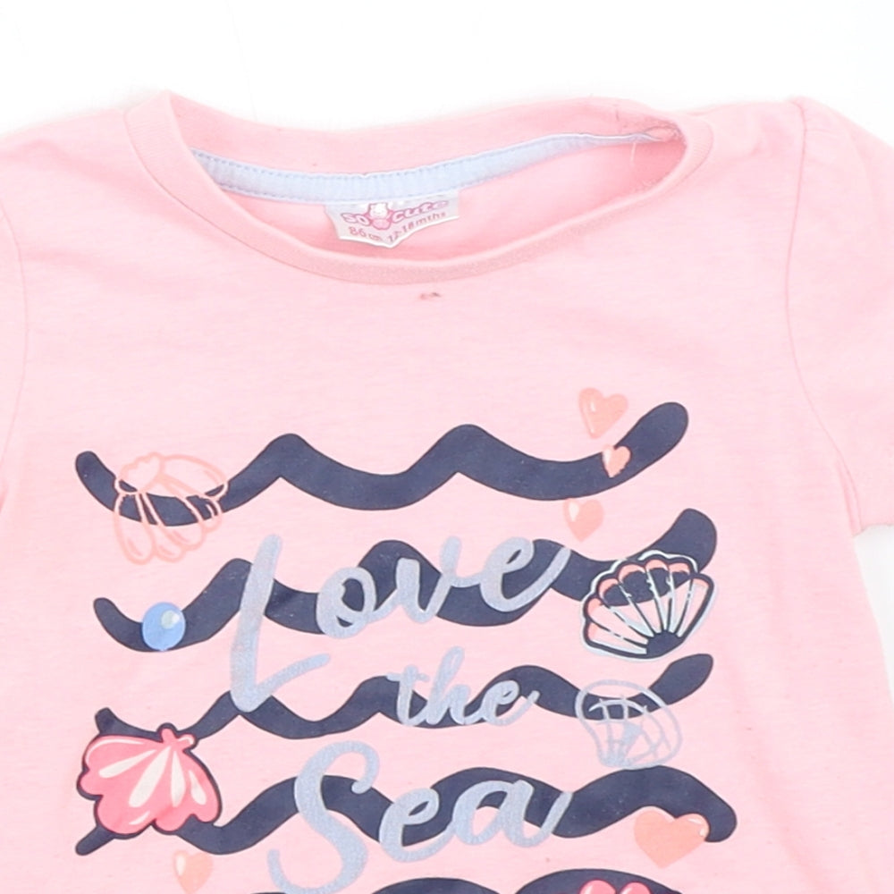 So Cute Girls Pink   Basic T-Shirt Size 12-18 Months