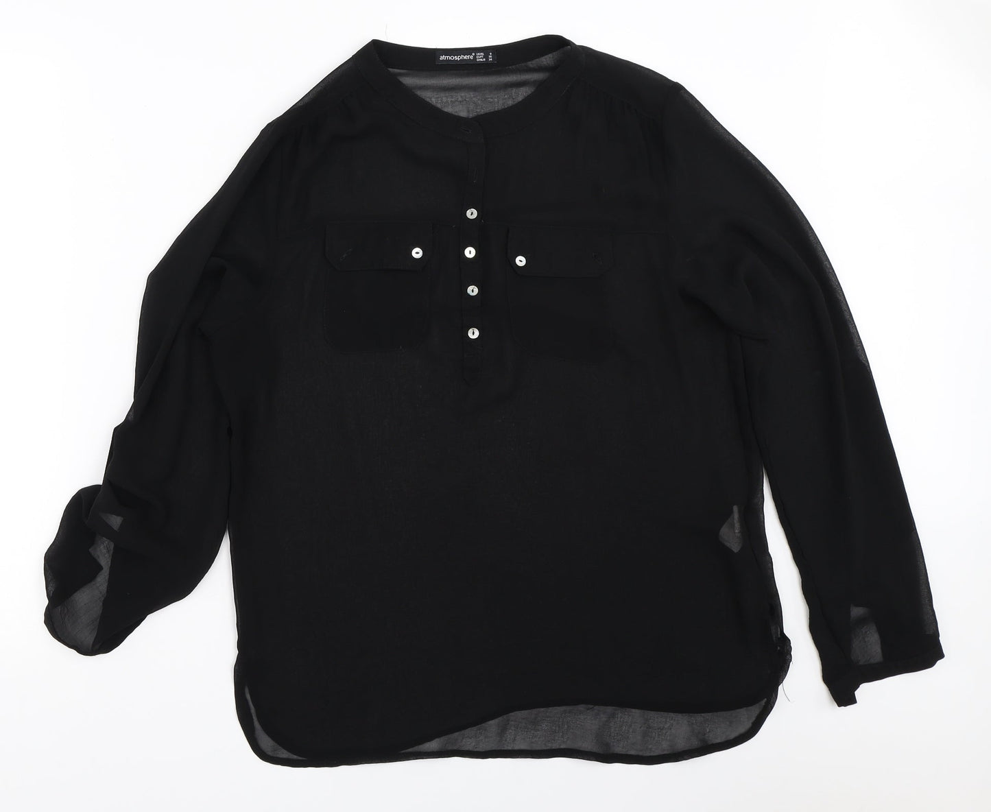 Womens UK Size 8 Atmosphere Black Basic Blouse
