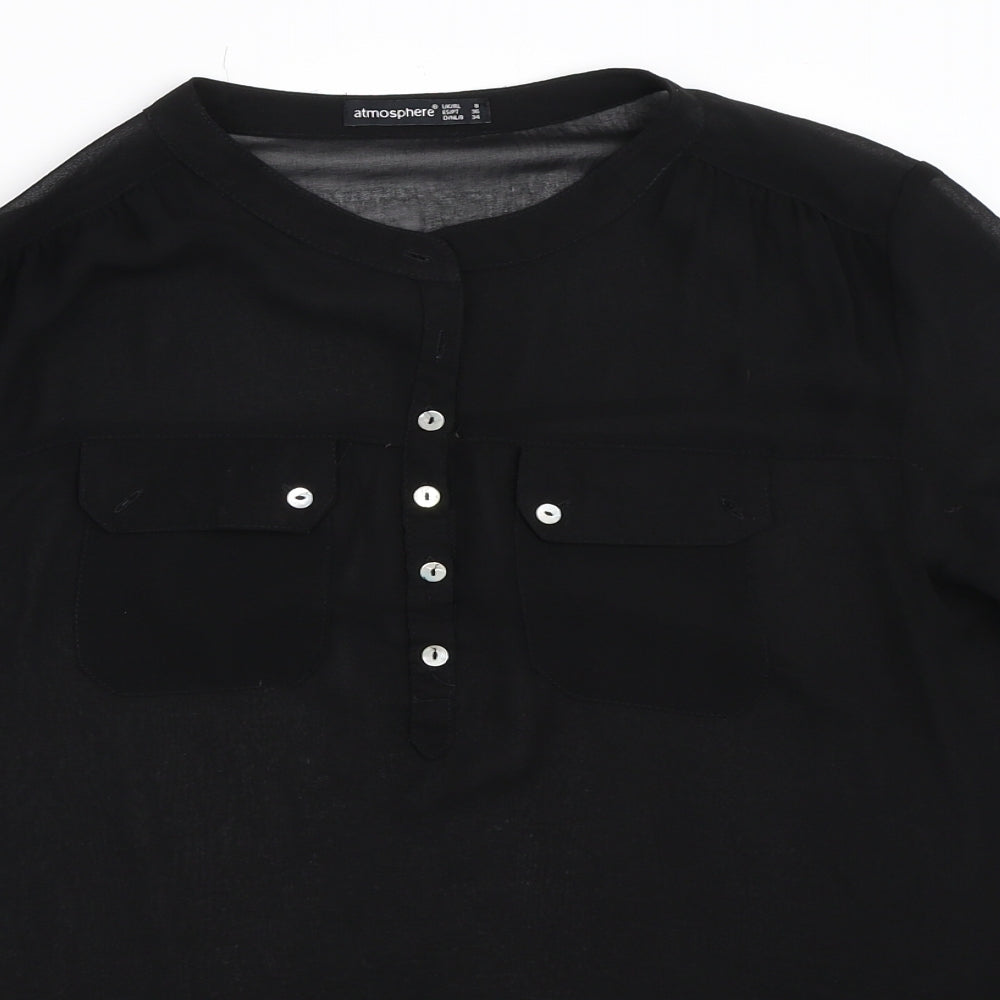 Womens UK Size 8 Atmosphere Black Basic Blouse