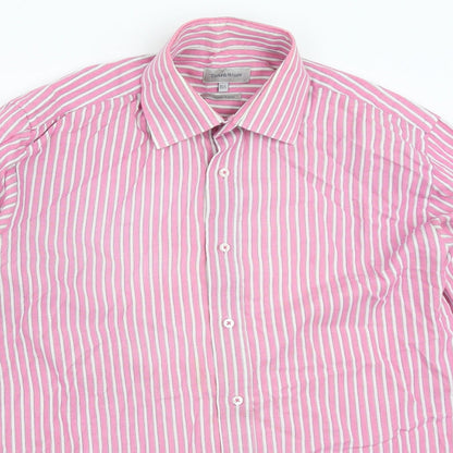 Taylor & Wright Mens Pink Striped   Button-Up Size 15.5
