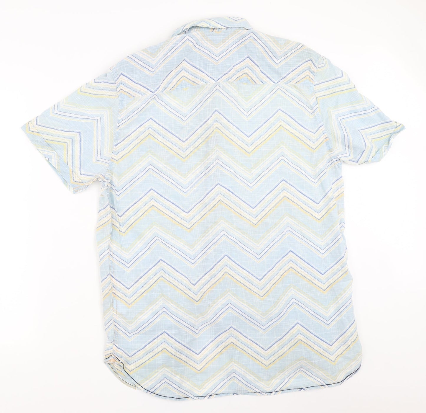 Mens UK Size L Debenhams Blue  Button-Up Short Sleeve Casual Shirt
