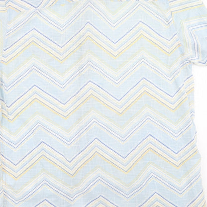 Mens UK Size L Debenhams Blue  Button-Up Short Sleeve Casual Shirt
