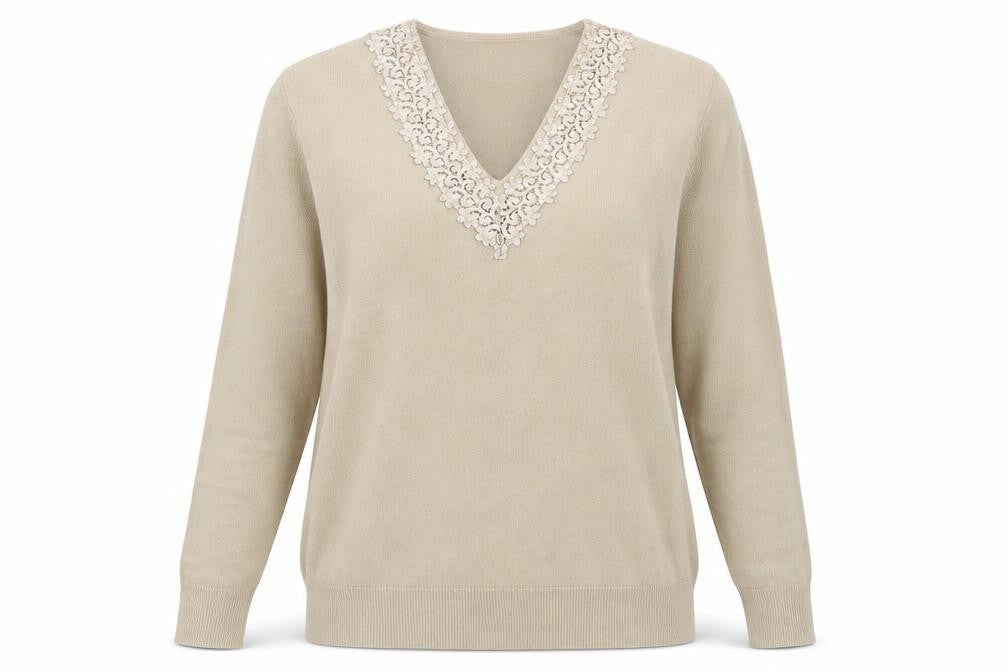 Womens UK Size 12 Classics Beige Pullover Jumper