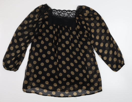 AX Womens Brown Polka Dot  Basic Blouse Size 8