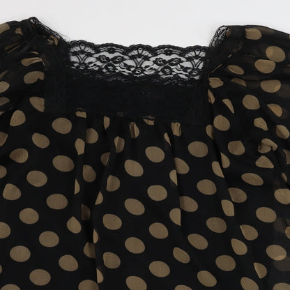 AX Womens Brown Polka Dot  Basic Blouse Size 8