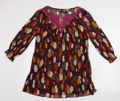 George  Womens Brown Polka Dot  Basic Blouse Size 14